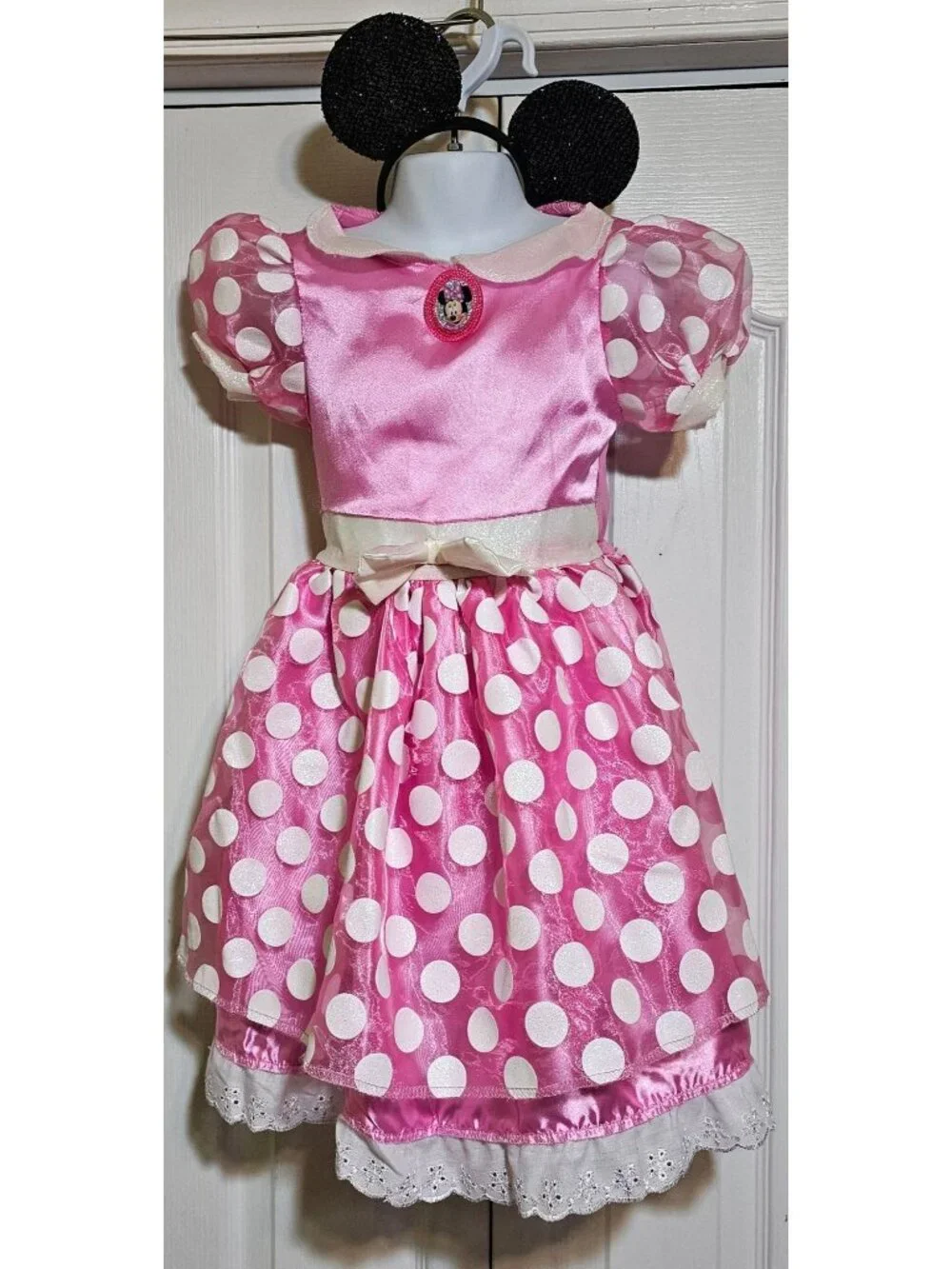 Minnie Mouse Pink Polka Dot Costume Toddler Disney Parks Sorcerer Hat Ears Dress - Picture 2 of 5